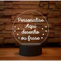 Luminária LED Personalizada, Desenho ou Frase - Abajur Personalizada. Nome Personalizado!