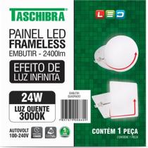 Luminaria Led Plafon Taschibra Frameless Borda Infinita Embutir Quadrado 24W 3000K 17Cm