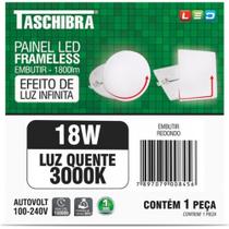 Luminaria Led Plafon Taschibra Frameless Borda Infinita Embutir Redondo 18W 3000K 12Cm