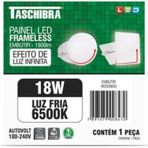 Luminaria Led Plafon Taschibra Frameless Borda Infinita Embutir Redondo 18W 6500K 12Cm