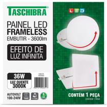 Luminaria Led Plafon Taschibra Frameless Borda Infinita Embutir Redondo 36W 3000K 22Cm