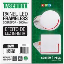 Luminaria Led Plafon Taschibra Frameless Borda Infinita Externo Quadrado 36W 6500K 22,2Cm
