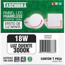 Luminaria Led Plafon Taschibra Frameless Borda Infinita Externo Redondo 18W 3000K 12Cm