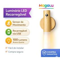 Luminária Led Recarregável Portátil Bastão com Sensor de Movimento