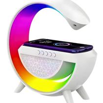 Luminária LED RGB com Caixa de Som Bluetooth e Carregador Sem Fio por Indução, Abajur Decorativo para Quarto e Escritório