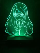 Luminaria Led, Sarada Uchiha, Naruto, Anime, 16 Cores, Abajur