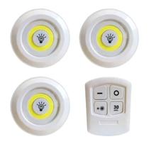 Luminaria LED Sem Fio Controle Remoto 3 Kit 3 Spots