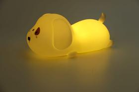 Luminária Led Silicone Infantil Luz Noturna Animais Abajur Sensor Toque 5 Cores Timer USB 14x12x7cm Modelo:Cachorrinho