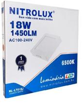 Luminaria led sobrepor 18w 6500k 1450lm quadrada biv nitrolux