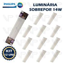 Luminaria led sobrepor 60cm philips 14w 6500k(branco frio)bivolt sm060 kit12