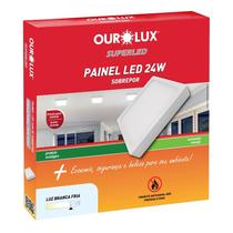 Luminaria LED Sobrepor Quadrada 24 watts 6500K Branco Frio OUROLUX