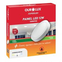Luminaria LED Sobrepor Redonda 12 watts 2700K Branco Morno OUROLUX
