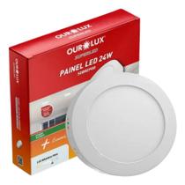 Luminaria LED Sobrepor Redonda 24 watts 6500K Branco Frio OUROLUX