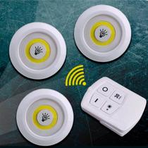 Luminária Led Spot Sem Fio Kit Trio Controle Remoto Branco