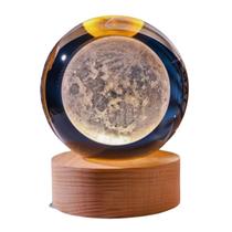 Luminária Led USB Globo De Vidro Com Base de Bambu Efeito 3D Escolha o Modelo