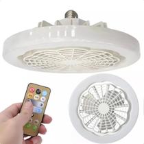 Luminária Led Ventilador Teto Pequeno Bivolt Branco Frio Com Controle