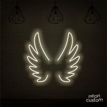 luminaria letreiro Neon Led Asas Anjinho 120x120 luminoso decoração p/ selfie