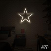 luminaria letreiro Neon Led Estrela 40x40 luminoso decoração p/ selfie