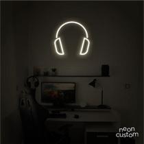 luminaria letreiro Neon Led Fone De Ouvido 40x40 luminoso decoração p/ selfie