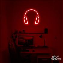 luminaria letreiro Neon Led Fone De Ouvido 40x40 luminoso decoração p/ selfie