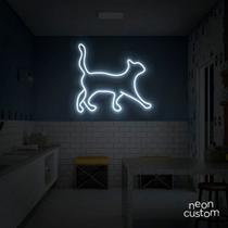 luminaria letreiro Neon Led Gato 35x30 luminoso decoração p/ selfie