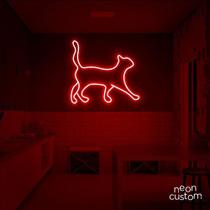 luminaria letreiro Neon Led Gato 35x30 luminoso decoração p/ selfie