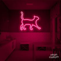 luminaria letreiro Neon Led Gato 65x60 luminoso decoração p/ selfie