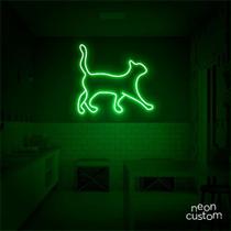 luminaria letreiro Neon Led Gato 90x80 luminoso decoração p/ selfie