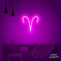luminaria letreiro Neon Led Signo Áries 100x100 luminoso decoração p/ selfie