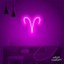 luminaria letreiro Neon Led Signo Áries 80x80 luminoso decoração p/ selfie