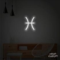luminaria letreiro Neon Led Signo Peixes 100x70 luminoso decoração p/ selfie