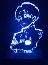 Luminária Levi, Attack on Titan, Anime, Decoração, Abajur 16 cores, Geek