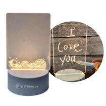 Luminária Lindo Efeito 3d Tipo Lousa Recados Mensagens Acrílico C Caneta KL1512 KL1516 KL1517 KL1518