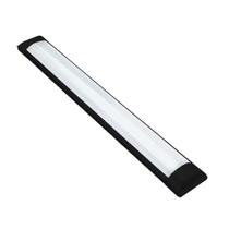 Luminária Linear 60cm LED 18W Sobrepor Slim Retangular Preto 6500K Bivolt