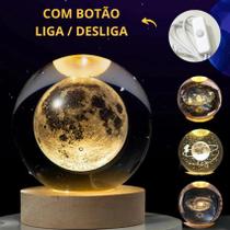Luminária Lua Bola De Cristal Abajur Mesa Quarto