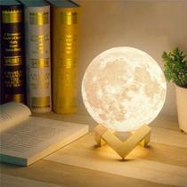 Luminária Lua Cheia 10 cm 3d Abajur Led Relevo - Branco