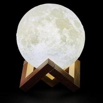 Luminária Lua Cheia 3D Abajur Decorativa Usb Com Suporte
