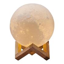 Luminária Lua Cheia 3D Abajur Decorativa Usb Com Suporte