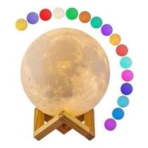 Luminária Lua Cheia 3d Abajur Led 8 Cores