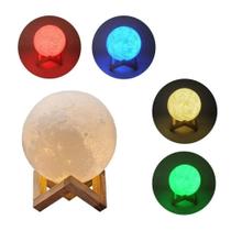 Luminaria Lua Cheia 3D Abajur Quarto Touch Usb Luz Led Cores