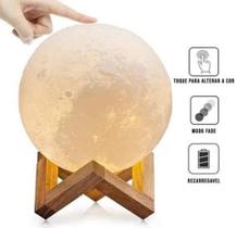 Luminária Lua Cheia 3D Abajur Touch 15Cm Cores Touch Lua Luminária Lua Cheia 3D Abajur Touch 15Cm Cores Touch Lua