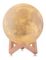 Luminária Lua Cheia 3d Led Abajur Com Suporte Sem Fio 15cm