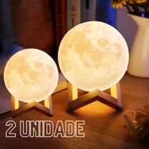 Luminária Lua Cheia 3D LED com Base Luz Noturna Abajur para Quarto, Sala ou Presente Luminária Lua Cheia 3D LED com Base Luz Noturna Abajur para Quarto, Sala ou Presente