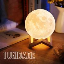 Luminária Lua Cheia 3D LED com Base Luz Noturna Abajur para Quarto, Sala ou Presente Luminária Lua Cheia 3D LED com Base Luz Noturna Abajur para Quarto, Sala ou Presente