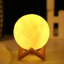 Luminária Lua Cheia Realista Com Base Sem Fio Monocromática 11cm - Majestic