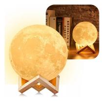 Luminária Lua Cheia Realista Com Base Sem Fio Monocromática