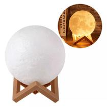 Luminária Lua com Suporte de Madeira LED 15cm 0,3W USB