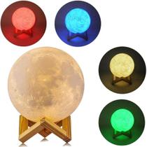 Luminária Lua Touch Led Luz Noturna 7 Cores USB Decorativa