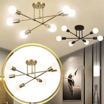 Luminária Lustre 51,5cm Sputnik 6 Lâmpadas E27 Teto Plafon Metal Bivolt Gimpo KJDD-E-498-6-PAI