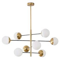 Luminária Lustre 8 Globos 87x75cm Jabuticaba Sputnik Dourada Metal Teto Gimpo KJDD-E-558-GOLD-8 Luminária Lustre 8 Globos 87x75cm Jabuticaba Sputnik Dourada Metal Teto Gimpo KJDD-E-558-GOLD-8
